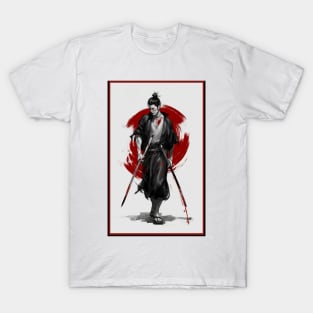 Eternal Honor: Weary Samurai in Oil T-Shirt